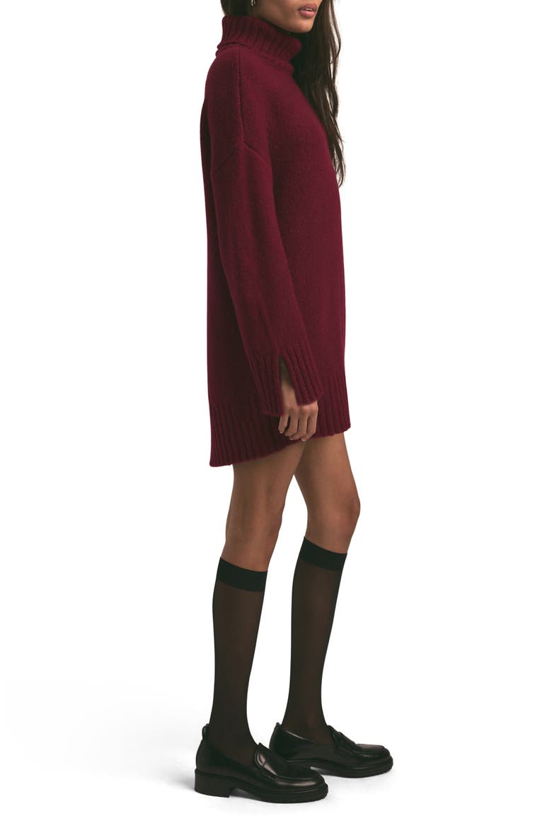 The St. James Long Sleeve Wool & Cashmere Blend Turtleneck Sweater Dress, Alternate, color, VINEYARD
