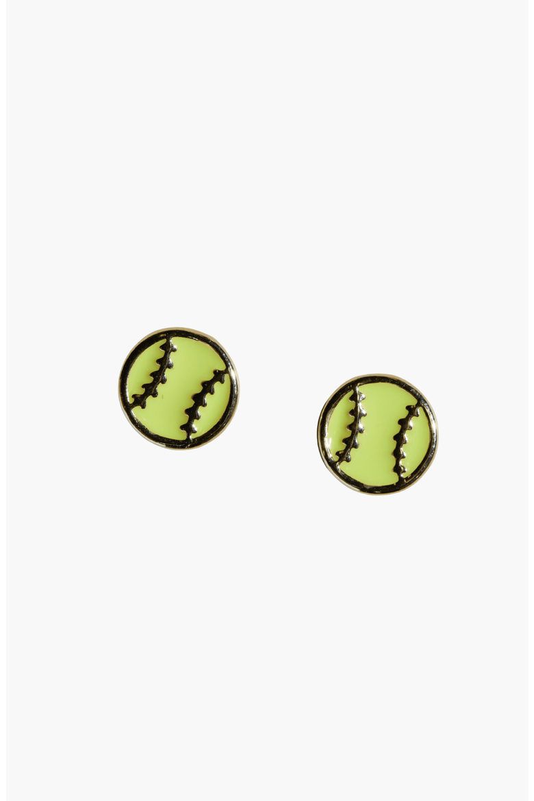 Softball Stud Earrings, Main, color, Clear / Gold Metal