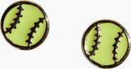 Nickel & Suede Softball Stud Earrings