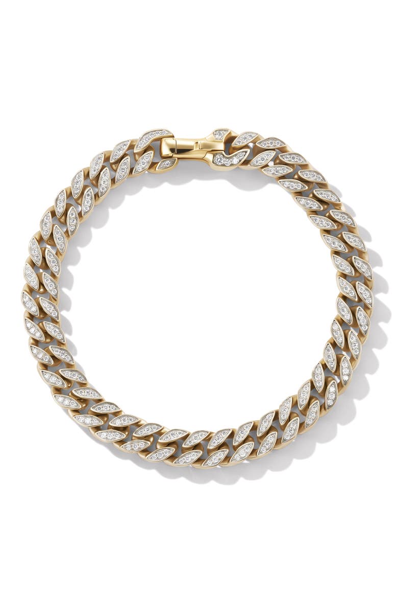 Men's Pavé Diamond Curb Chain Bracelet, 8mm, Alternate, color, 18K YELLOW GOLD