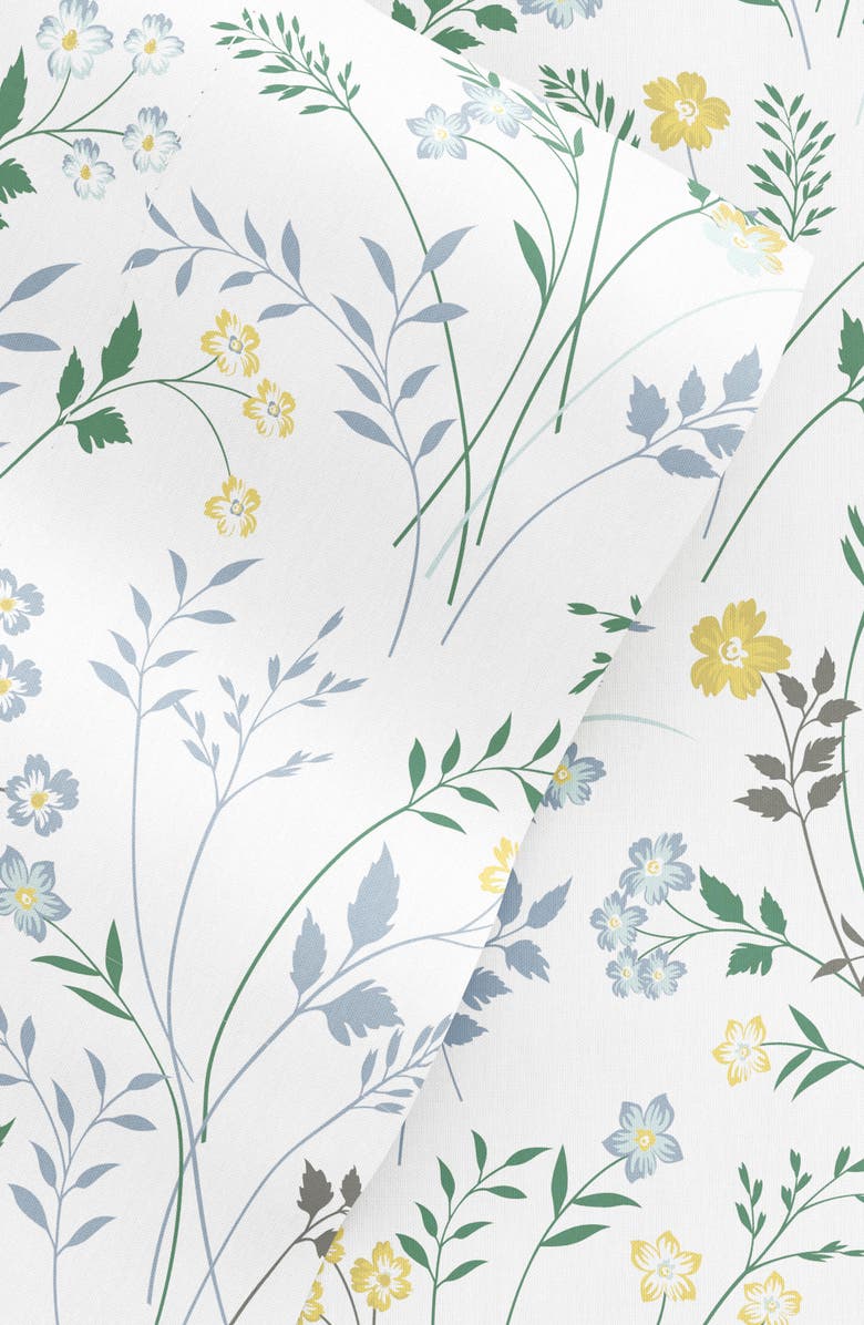 HOMESPUN Premium Ultra Soft Wildflower Pattern 4-Piece Bed Sheets Set, Alternate, color, Light Blue