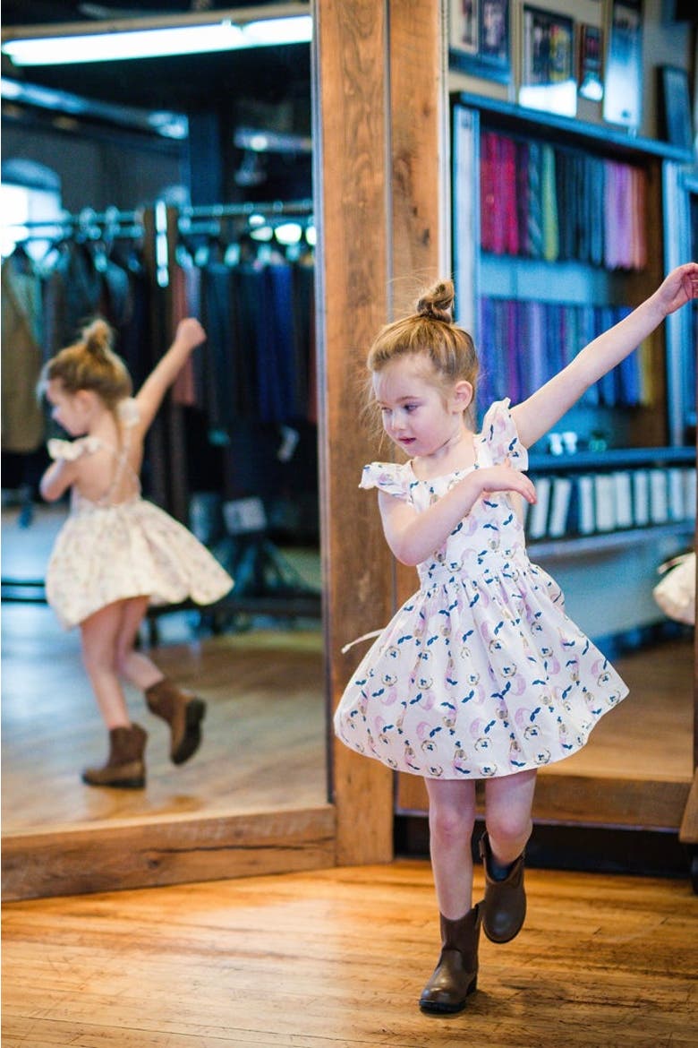 Girls Ruffle Sleeve Dress, Alternate, color, Mermaids