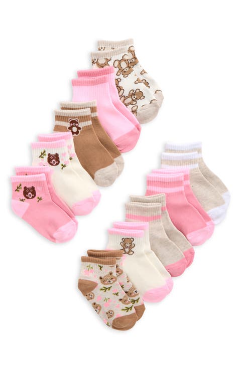 Kids' 10-Pack Bear Quarter Socks
