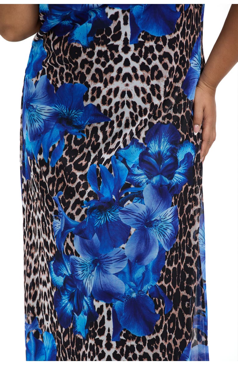 FASHION-SZN CURVE Leopard Print And Floral Maxi Dress, Alternate, color, Blue