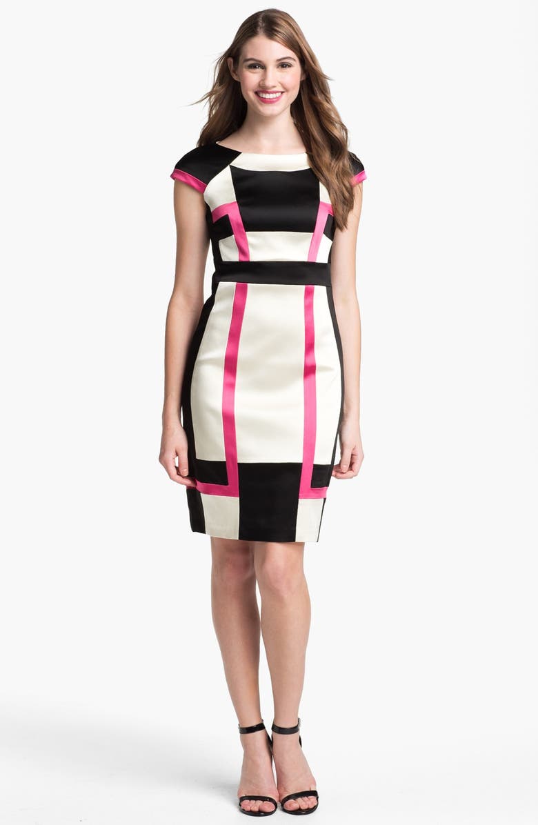 JAX Colorblock Cap Sleeve Sheath Dress, Main, color, 