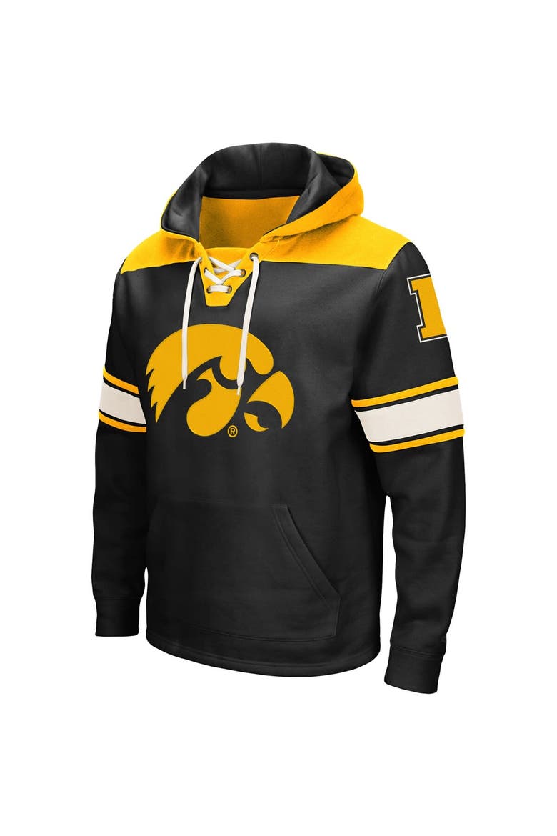 Men's Colosseum Black Iowa Hawkeyes 2.0 Lace-Up Pullover Hoodie, Alternate, color, Black