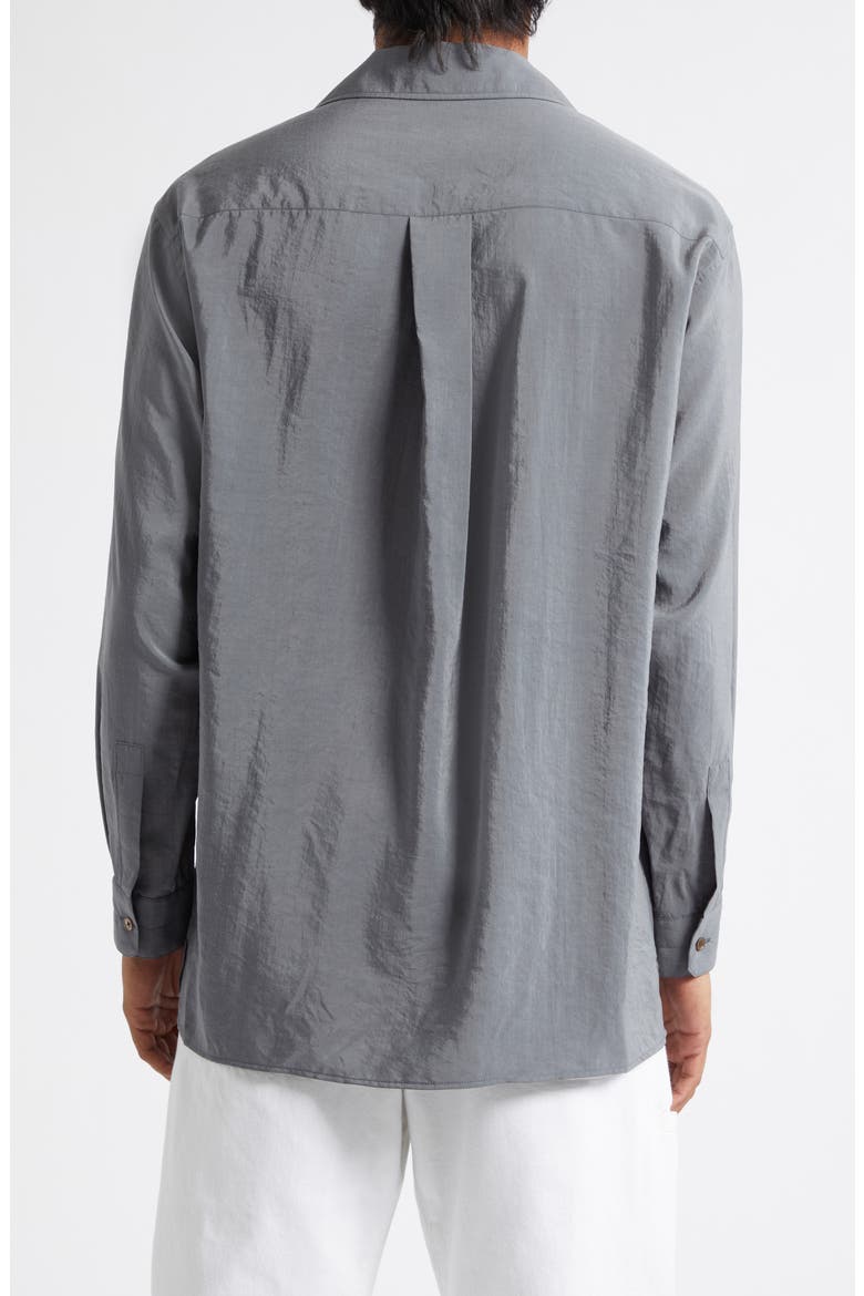 Dry Silk Blend Button-Up Shirt, Alternate, color, ALUMINIUM