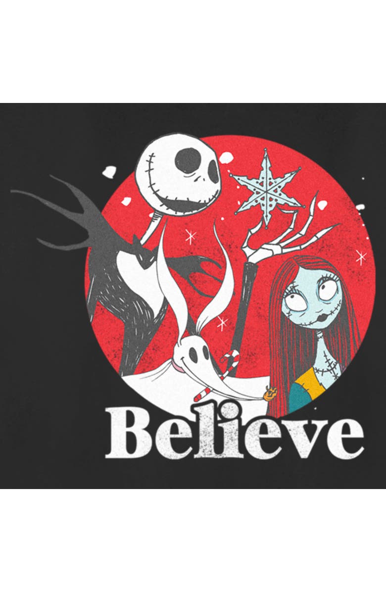 The Nightmare Before Christmas Women's The Nightmare Before Christmas Christmas Believe Jack and Sally Graphic T-Shirt, Alternate, color, Black