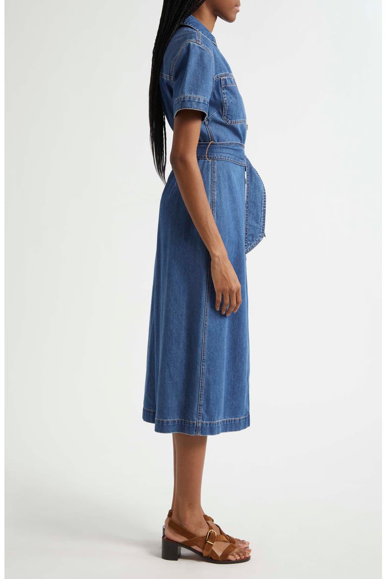 Tabby Belted Denim Shirtdress, Alternate, color, CORNFLOWER
