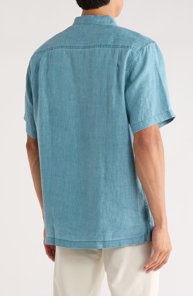 Tommy Bahama Sea Glass Short Sleeve Button-Up Linen Camp Shirt, Alternate, color, Belle Blue
