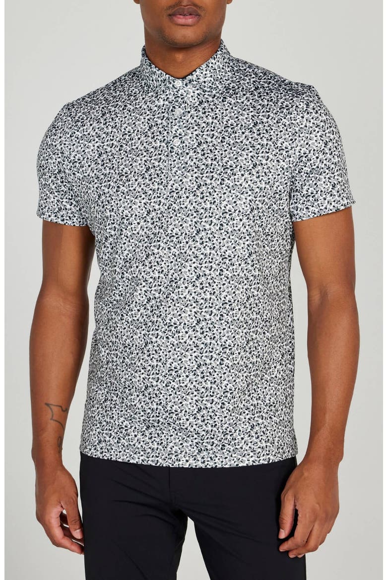 Galem Spatter Print Performance Golf Polo, Main, color, GREY