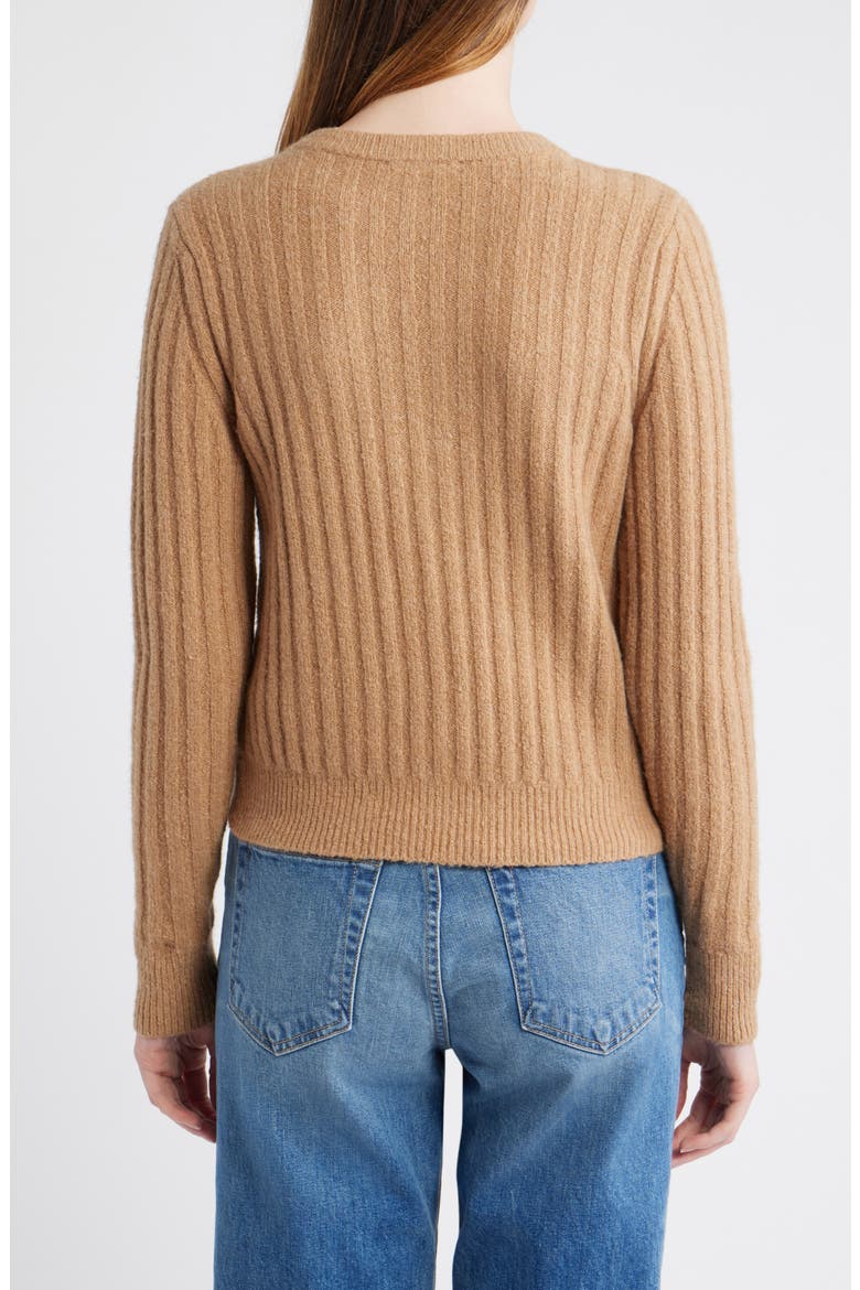 Rib Cotton & Merino Wool Blend Cardigan, Alternate, color, HEATHER CARAMEL