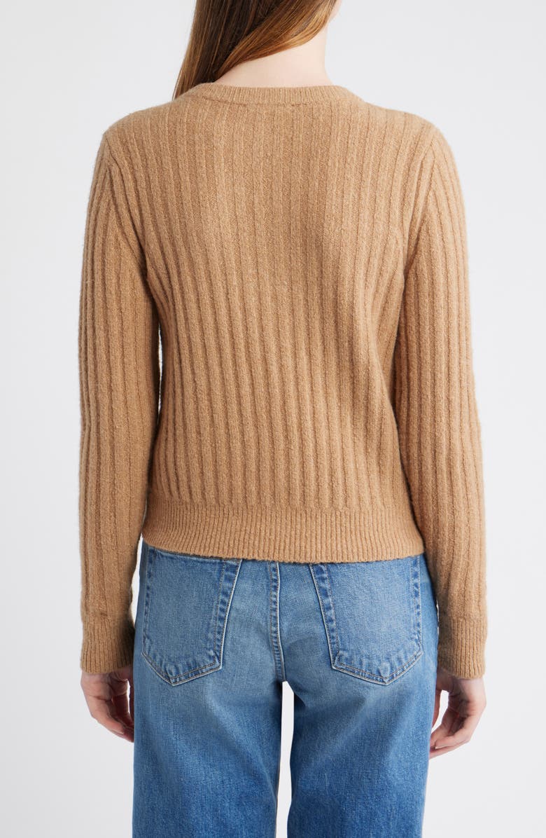 Madewell Rib Cotton & Merino Wool Blend Cardigan, Alternate, color, Heather Caramel