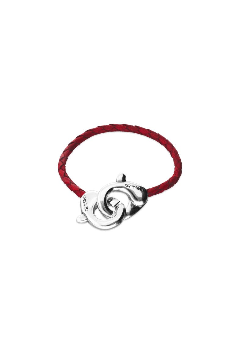 Red Leather Strap With Interlocking Carabiner Detail, Main, color, Silver