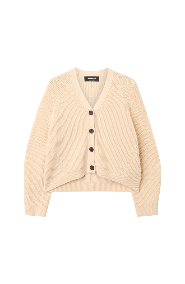 Whistles Cotton V-Neck Cardigan, Alternate, color, Ivory