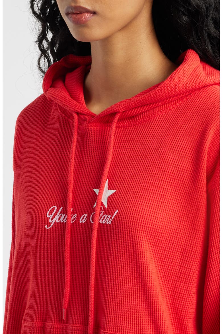 Relaxed Fit You Are a Star Waffle Knit Graphic Hoodie, Alternate, color, RED