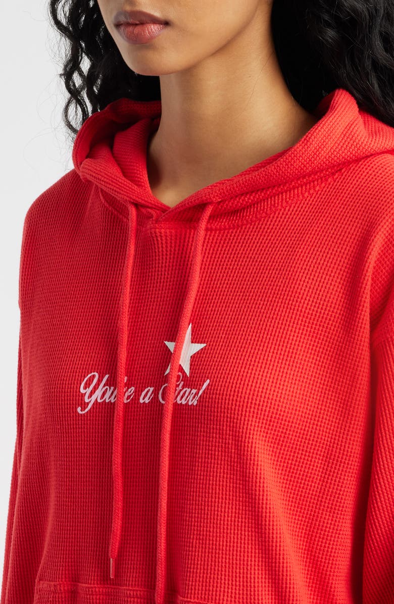 THE MAYFAIR GROUP Relaxed Fit You Are a Star Waffle Knit Graphic Hoodie, Alternate, color, Red