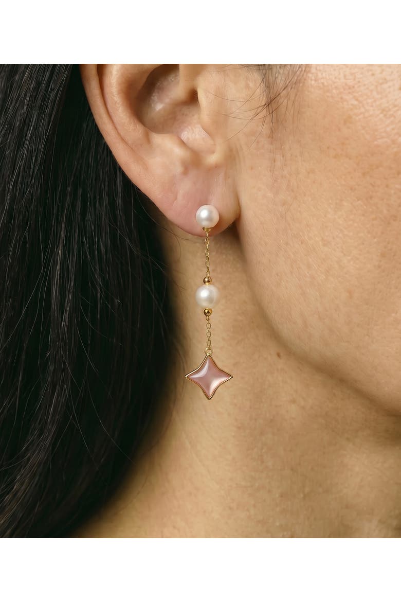 White Freshwater Pearl Anika Earrings, Alternate, color, Yellow Gold Fill