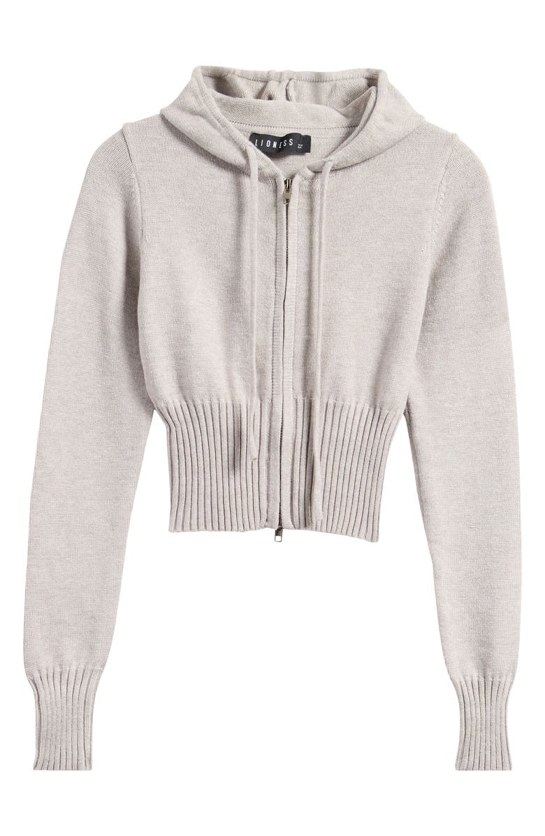 LIONESS Muse Crop Knit Hoodie, Alternate, color, 