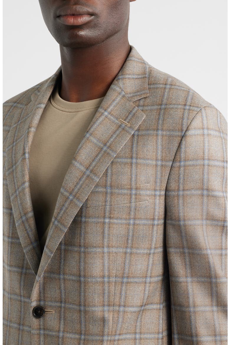 Hartford Classic Fit Windowpane Check Wool & Cashmere Blend Sport Coat, Alternate, color, TAN