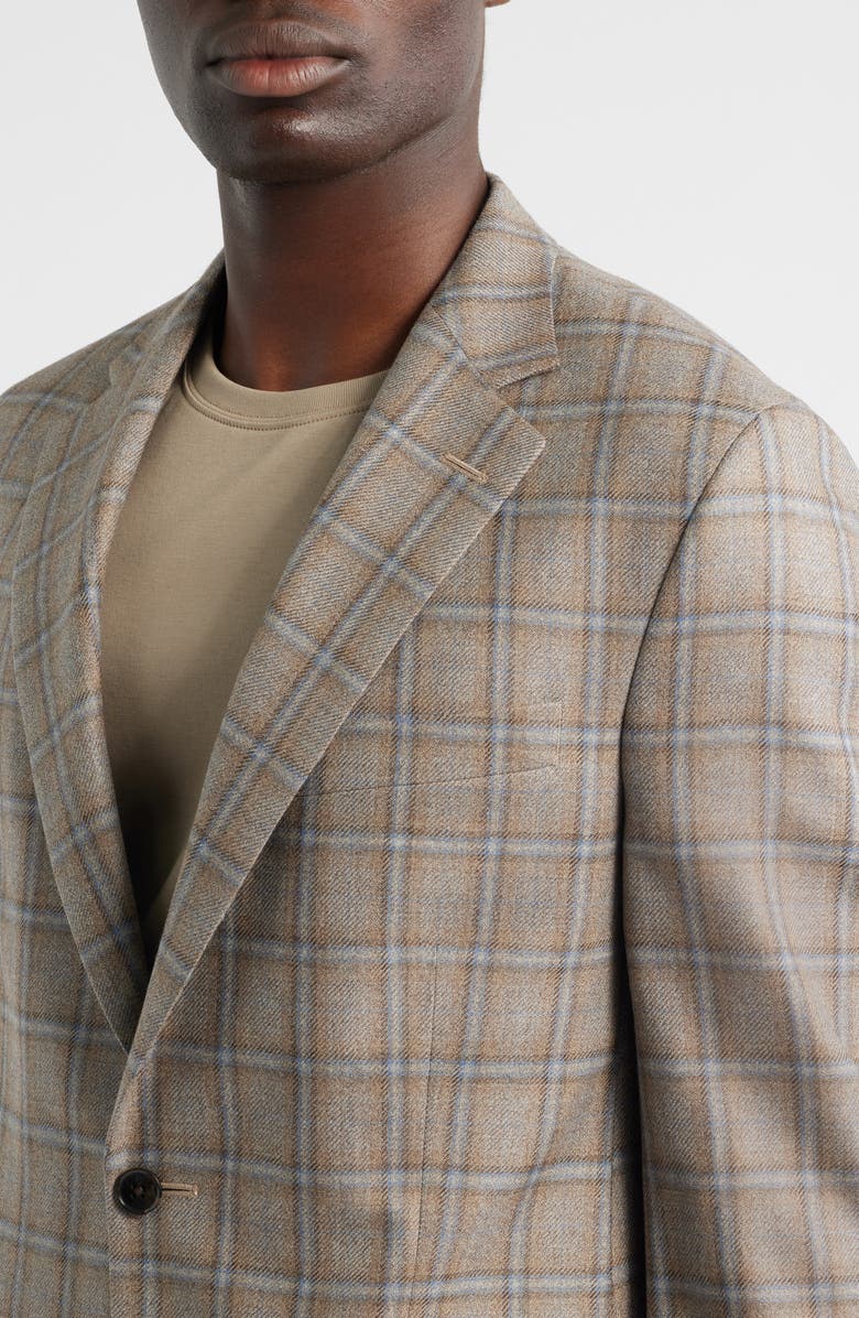 Peter Millar Hartford Classic Fit Windowpane Check Wool & Cashmere Blend Sport Coat, Alternate, color, Tan