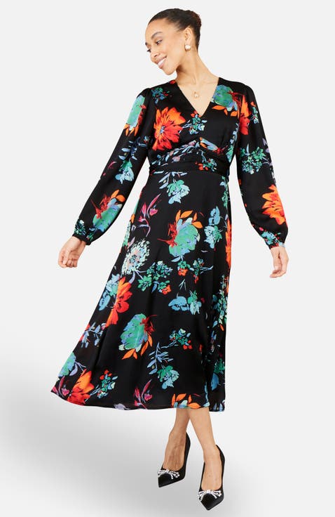 Long Sleeve Floral Midi Dress