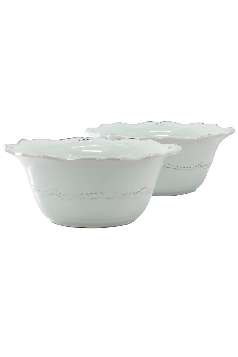 2 Piece 10 Inch Scalloped Stoneware Serving Bowl Set, Main, color, Brown