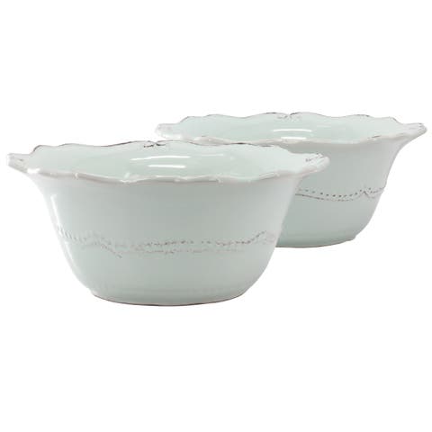 2 Piece 10 Inch Scalloped Stoneware Serving Bowl Set