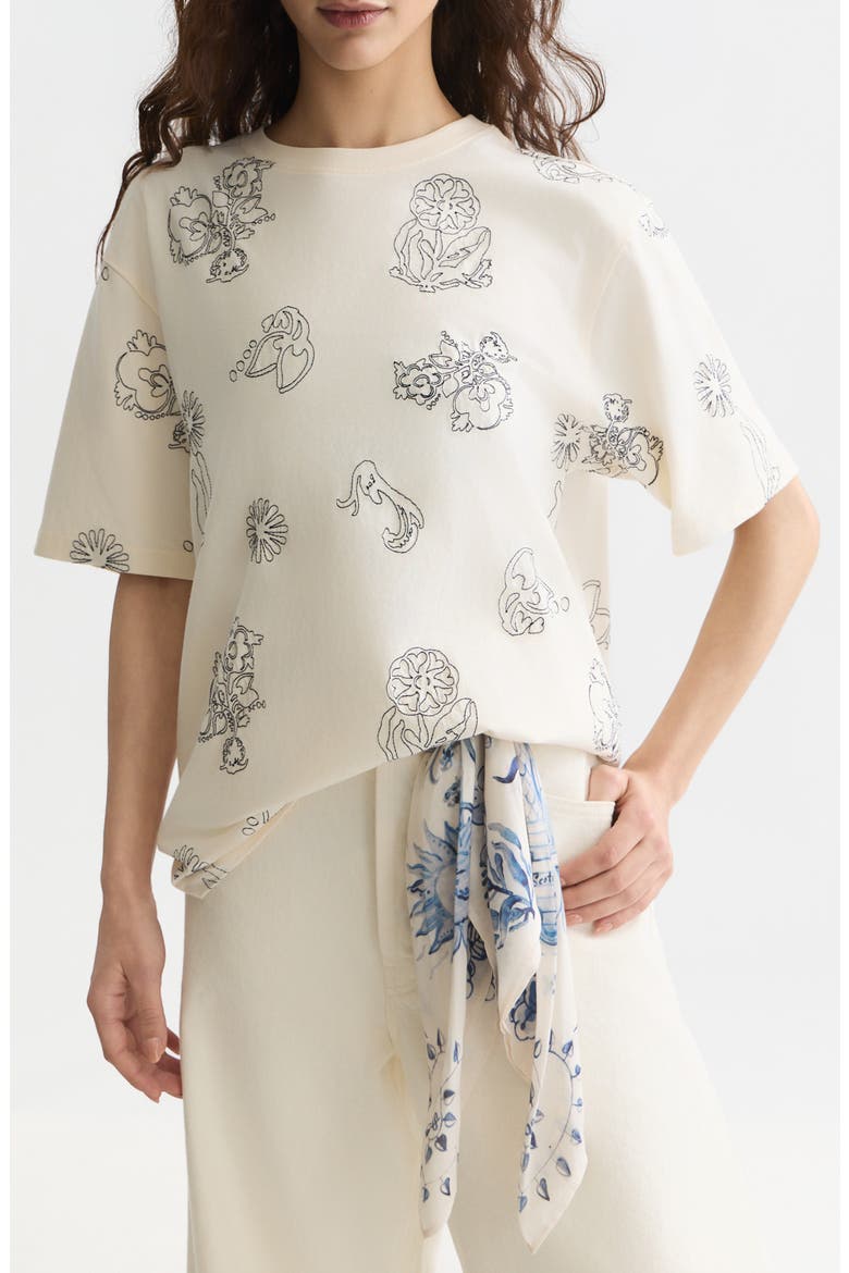 Embroidered Cotton Top, Main, color, EGGNOG
