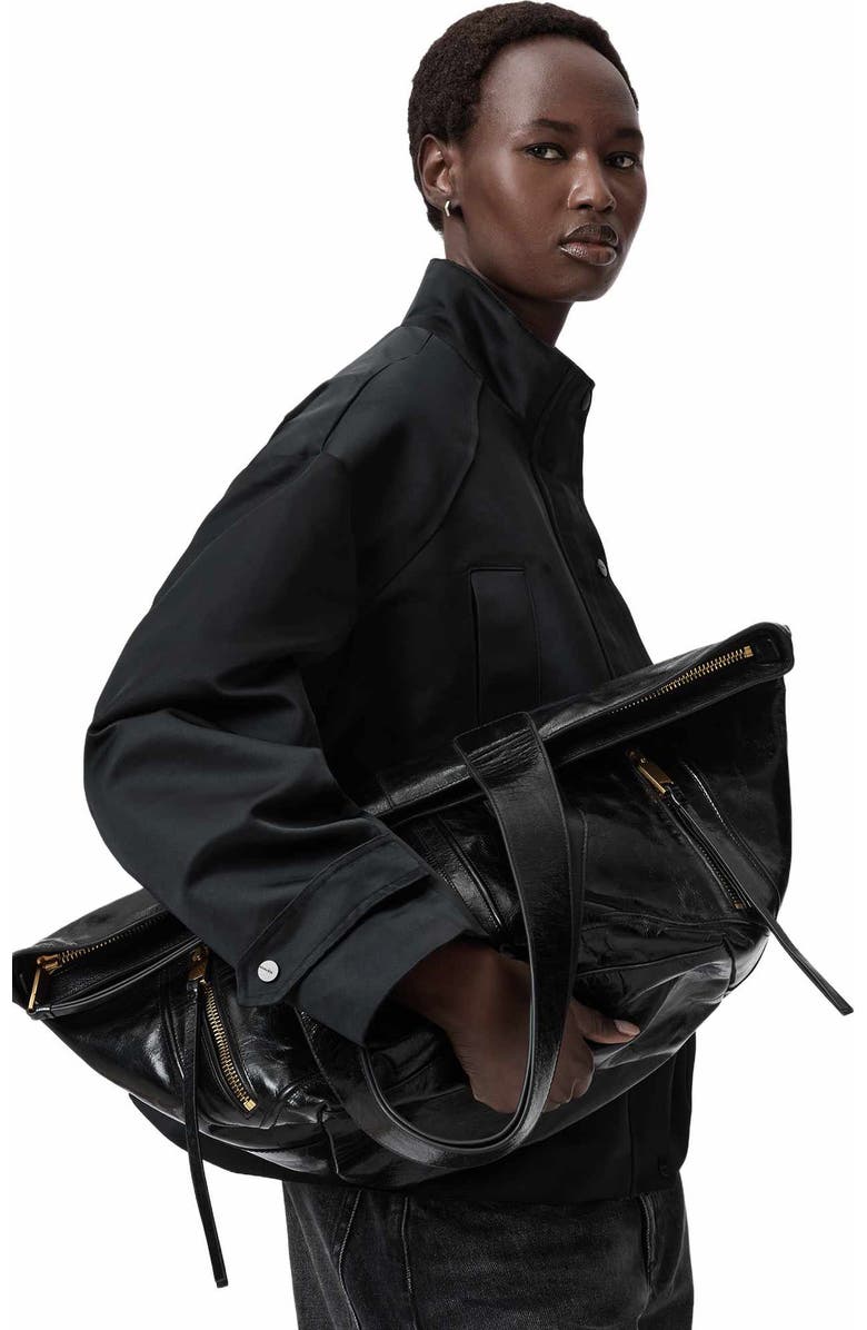 AllSaints Jean Rey Leather Tote, Alternate, color, Black