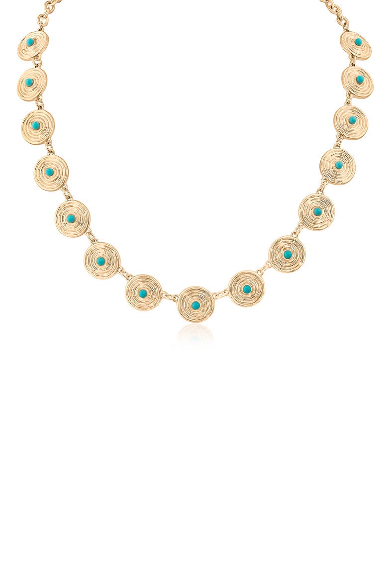 Turquoise Cabochon Disc Necklace (Nordstrom Exclusive), Main, color, TURQUOISE/ GOLD