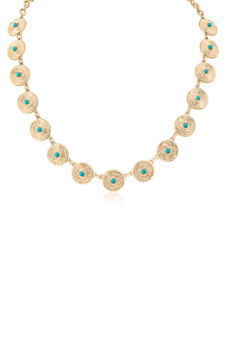 JARDIN Turquoise Cabochon Disc Necklace, Main, color, 