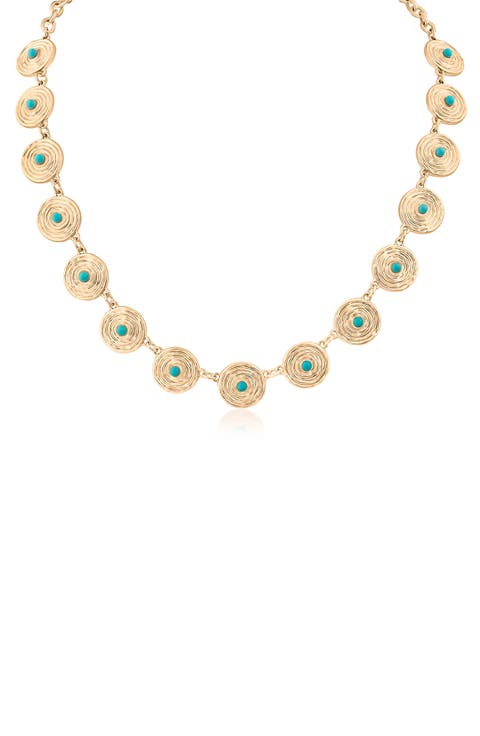 Turquoise Cabochon Disc Necklace