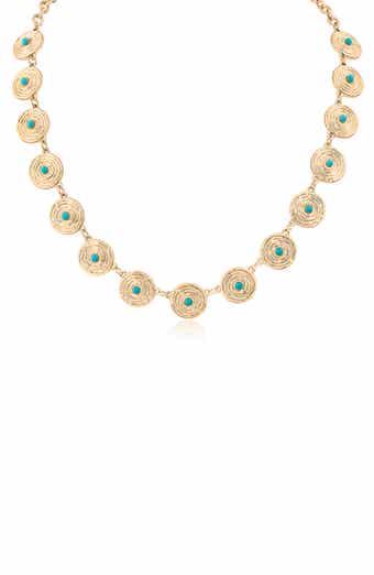 JARDIN Turquoise Cabochon Disc Necklace