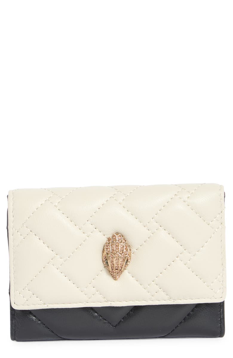 Kurt Geiger London Quilted Leather Waller, Main, color, White/ Black