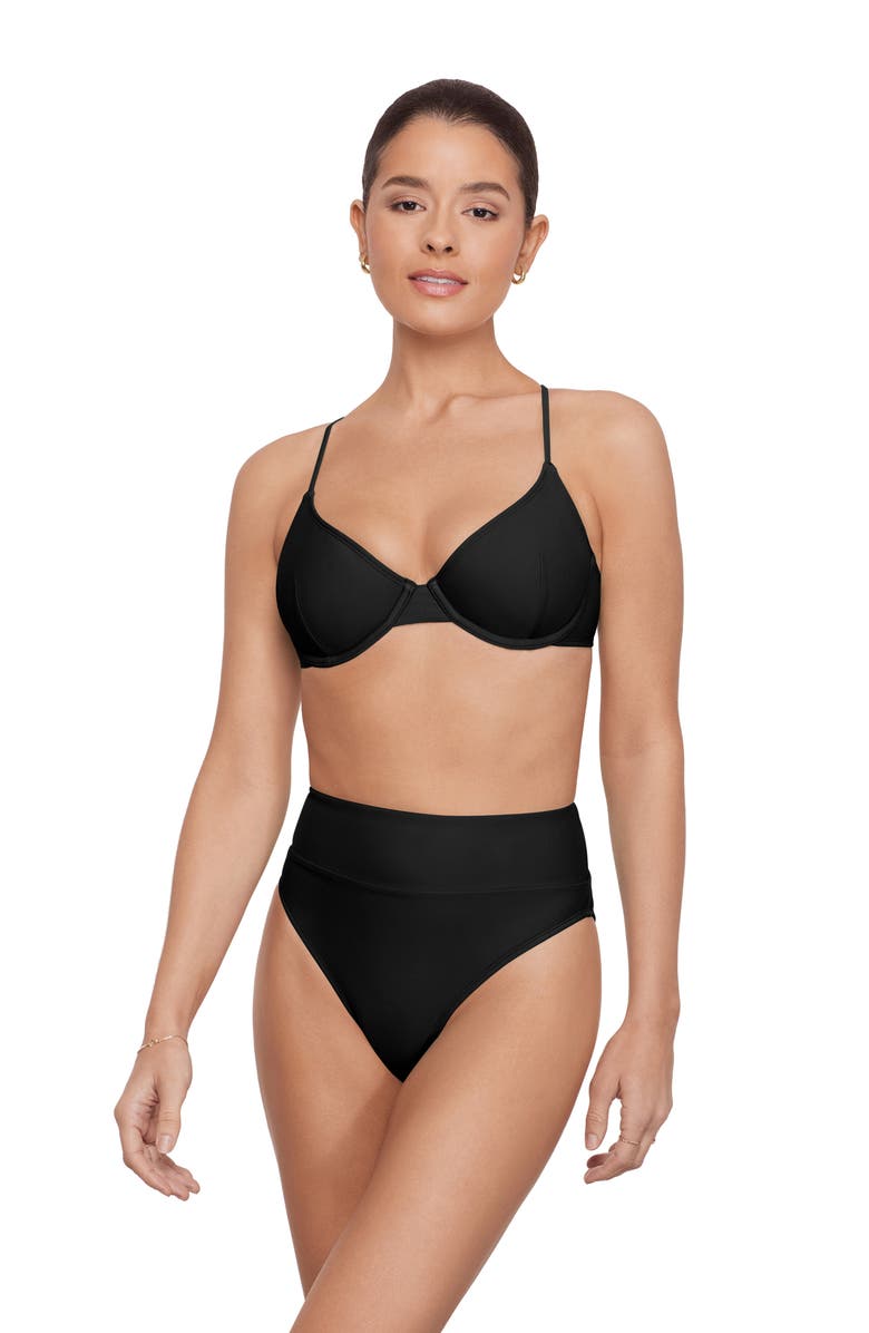 Aqua Green Demi Scoop Underwire Bikini Set, Main, color, Black