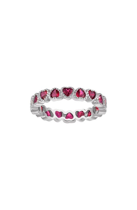 Created Ruby Heart Eternity Ring