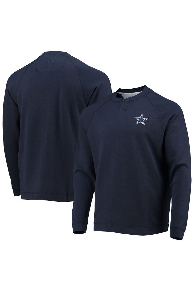 Men's Tommy Bahama Navy Dallas Cowboys Sunset Slub Raglan Henley Long Sleeve T-Shirt, Main, color, Navy