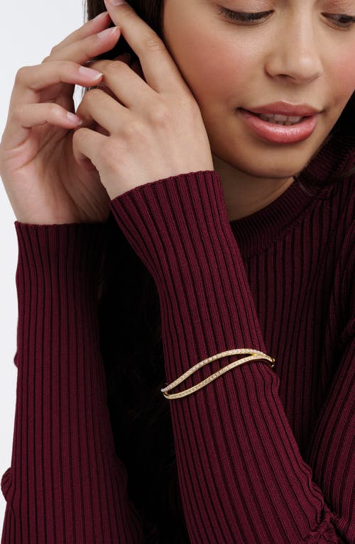 Ted Baker Wavie Faux Pearl & Crystal Hinged Bangle In Gold