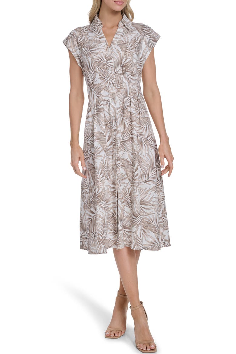 Pleated Shirtdress, Main, color, SAND MULTI