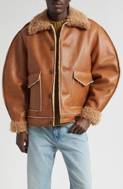 Beau Faux Leather 
Faux Shearling Jacket