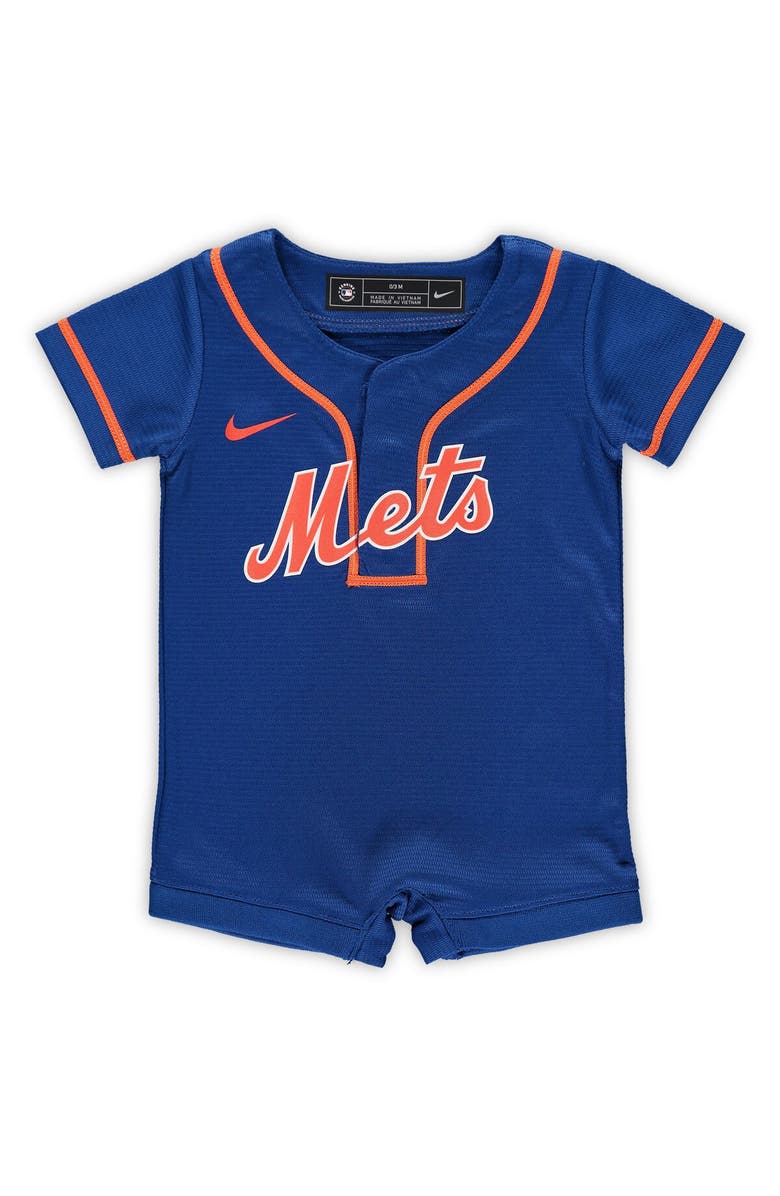 Nike Newborn & Infant Nike Royal New York Mets Official Jersey Romper, Main, color, 