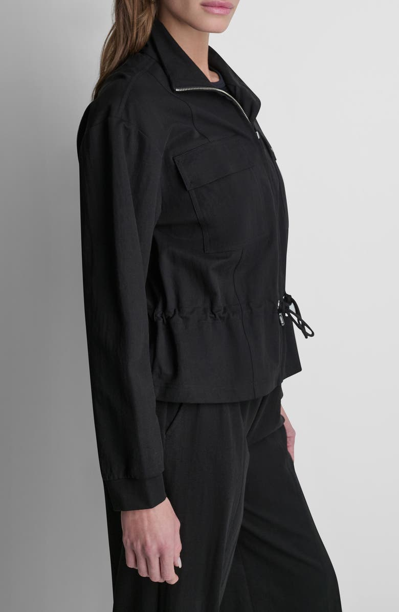 DKNY Arid Cotton Blend Piqué Jacket, Alternate, color, Black