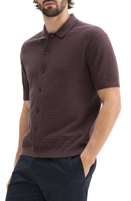 Theory Cairn Short Sleeve Organic Cotton Button-up Shirt In Brown