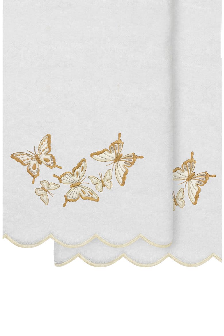 Britney Scallop Set of 2 Bath Towels, Alternate, color, WHITE/ BEIGE