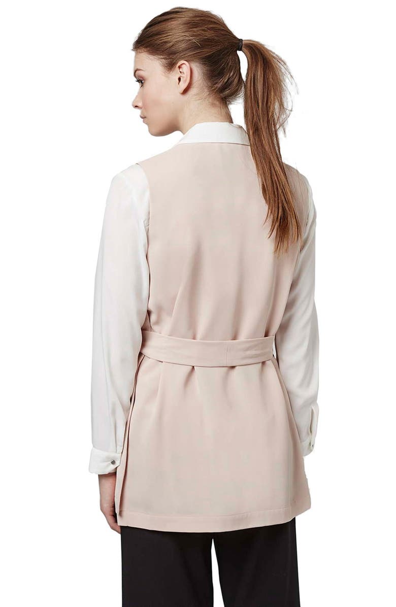 Topshop Sleeveless Belted Wrap Jacket, Alternate, color, 