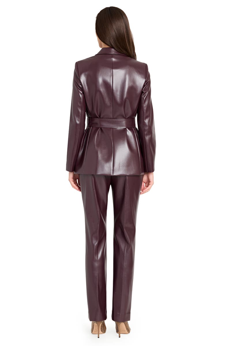 Tahari ASL Belted Faux Leather Blazer, Alternate, color, Plum