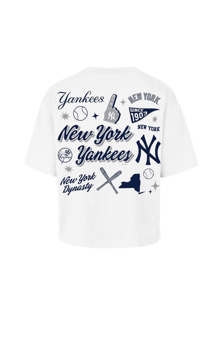 Women's '47  White New York Yankees Collage Script Reed City T-Shirt, Alternate, color, White