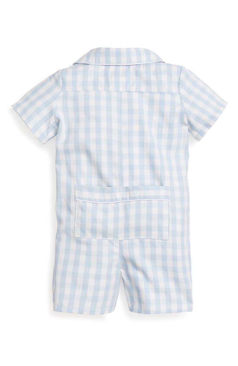 Petite Plume Classic Gingham One-Piece Pajamas, Alternate, color, Light Blue