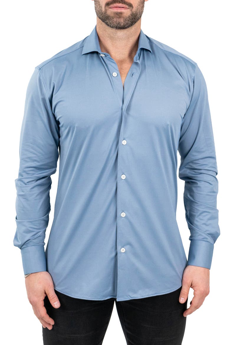 Einstein Stretchblotter Blue Button-Up Shirt, Main, color, BLUE